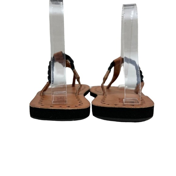 Bongo Finley Flip Flop Sandals Thong Weave‎ Strap Black Brown Women Size 7/8M - Picture 2 of 7